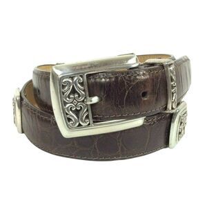 Brighton Concho Belt Size Small Brown Textured Leather Made In USA
